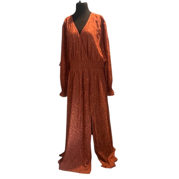 Baltic‎ Born Chiffon Textured Long Sleeve Floral Women's Maxi Dress In Rust, NWT - Picture 5 of 11